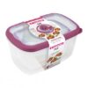 CONJUNTO COM 3 POTES TRANSPARENTES E BORRACHA ROXA - SANREMO
