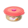 POTE DE PLÁSTICO REDONDO BAIXO COM TAMPA 530ML ROSA- SANREMO