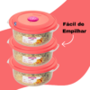 POTE DE PLÁSTICO REDONDO BAIXO COM TAMPA 530ML ROSA- SANREMO - Imagem 3