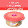 POTE DE PLÁSTICO REDONDO BAIXO COM TAMPA 530ML ROSA- SANREMO - Imagem 2